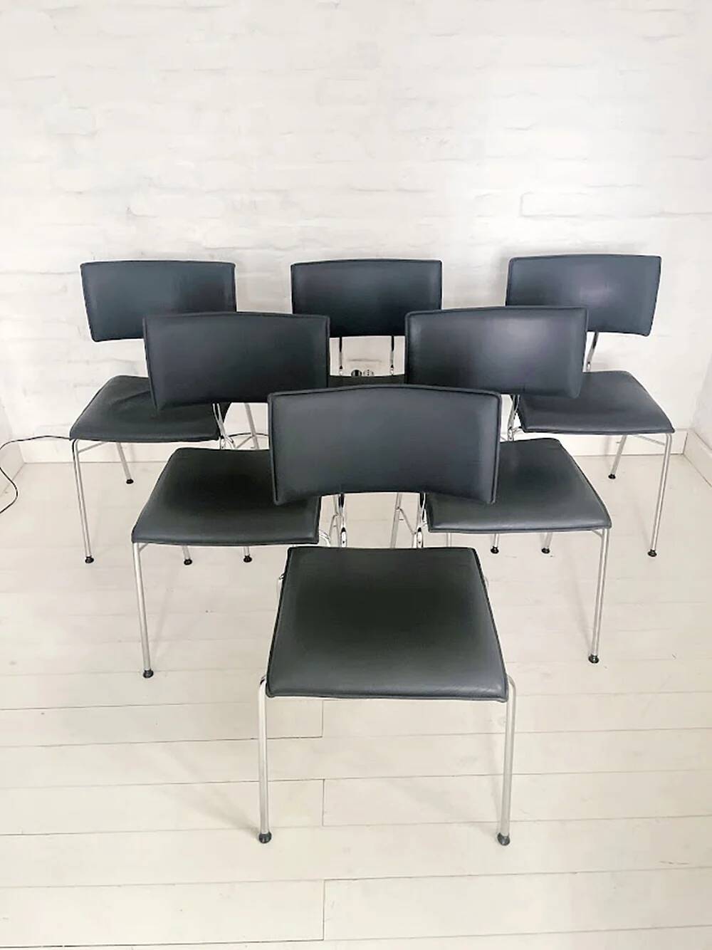 Set of six Sparta leather chairs by Christoph Hindermann for Dietiker, 1990s.