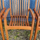 Stackable chair-armchair in solid teak with cushion by Vlaemynck