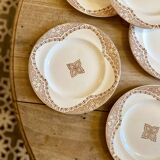 Set of 6 vintage flat ironstone plates, Andalous model from Longwy
