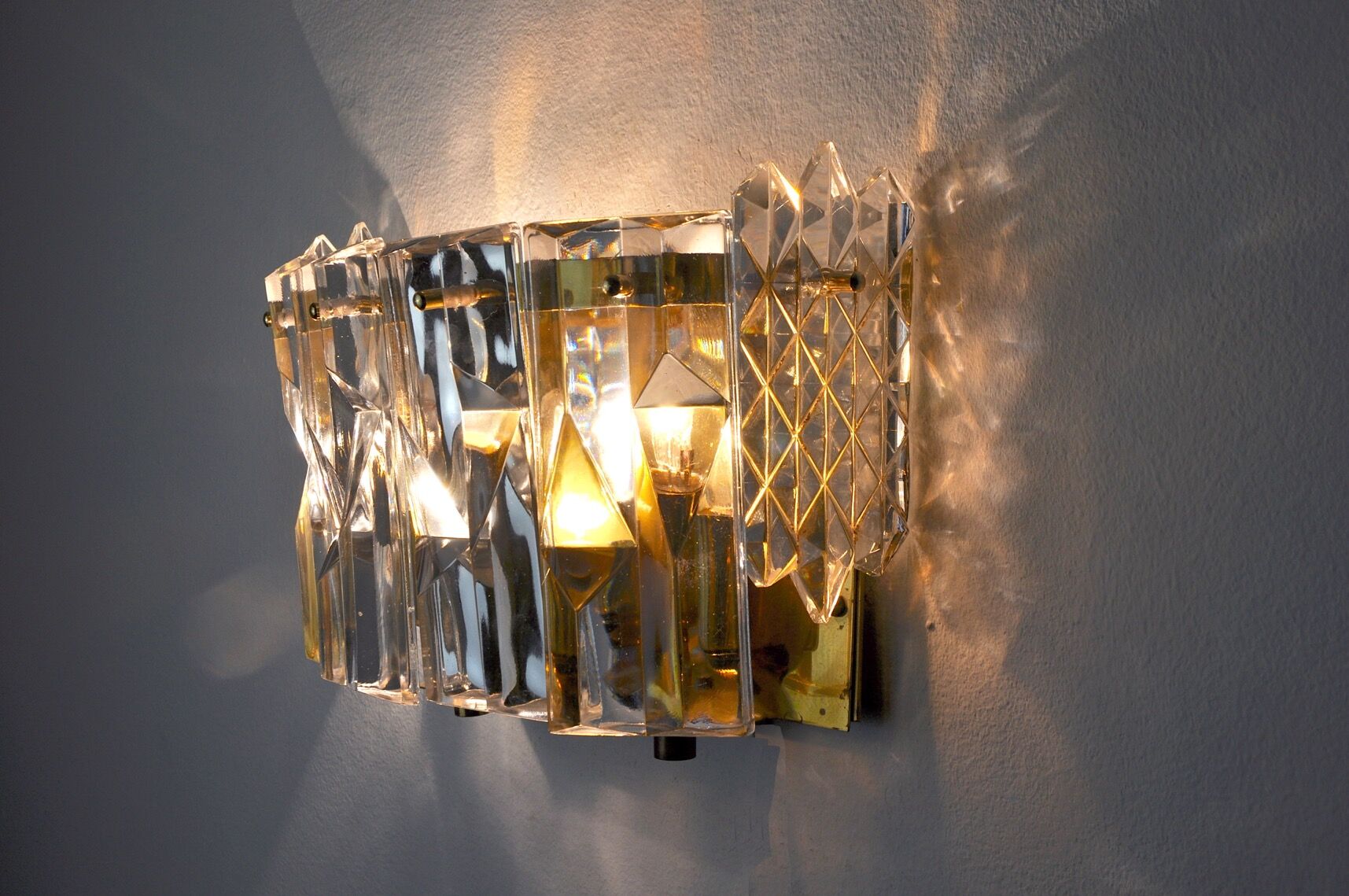 Kinkeldey wall lamp, 6 crystals, Germany, 1970