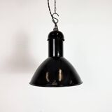 Black Enamel Industrial Pendant Lamp from AEG, 1930s