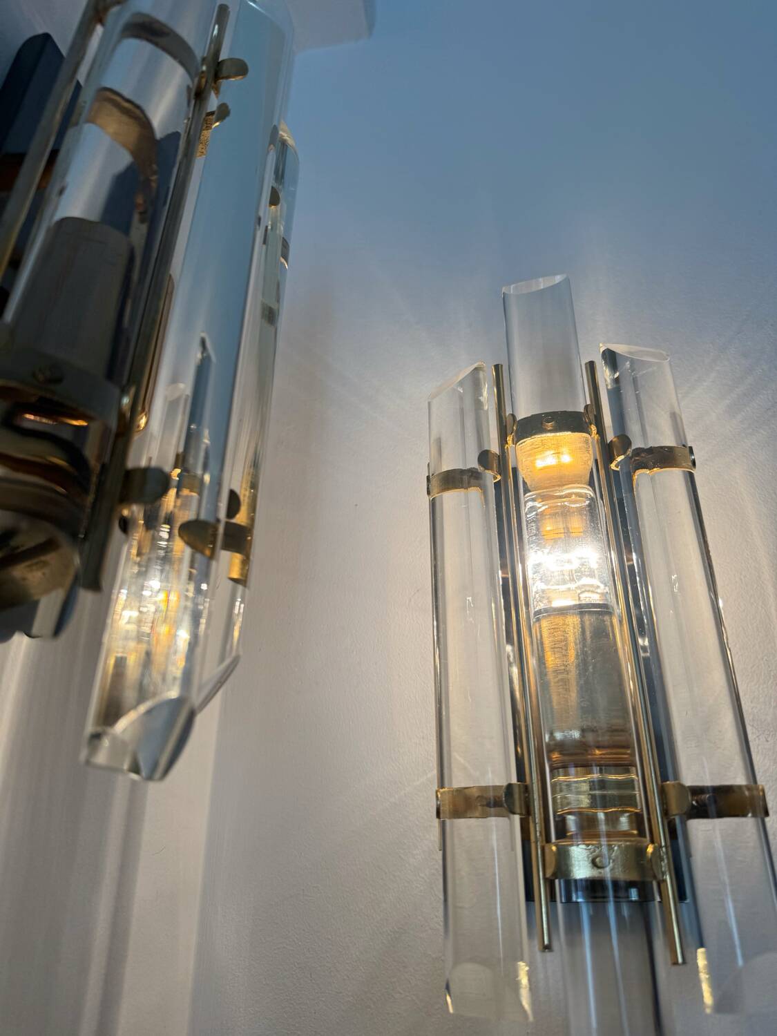 Crystal baguette wall lights from the 80s