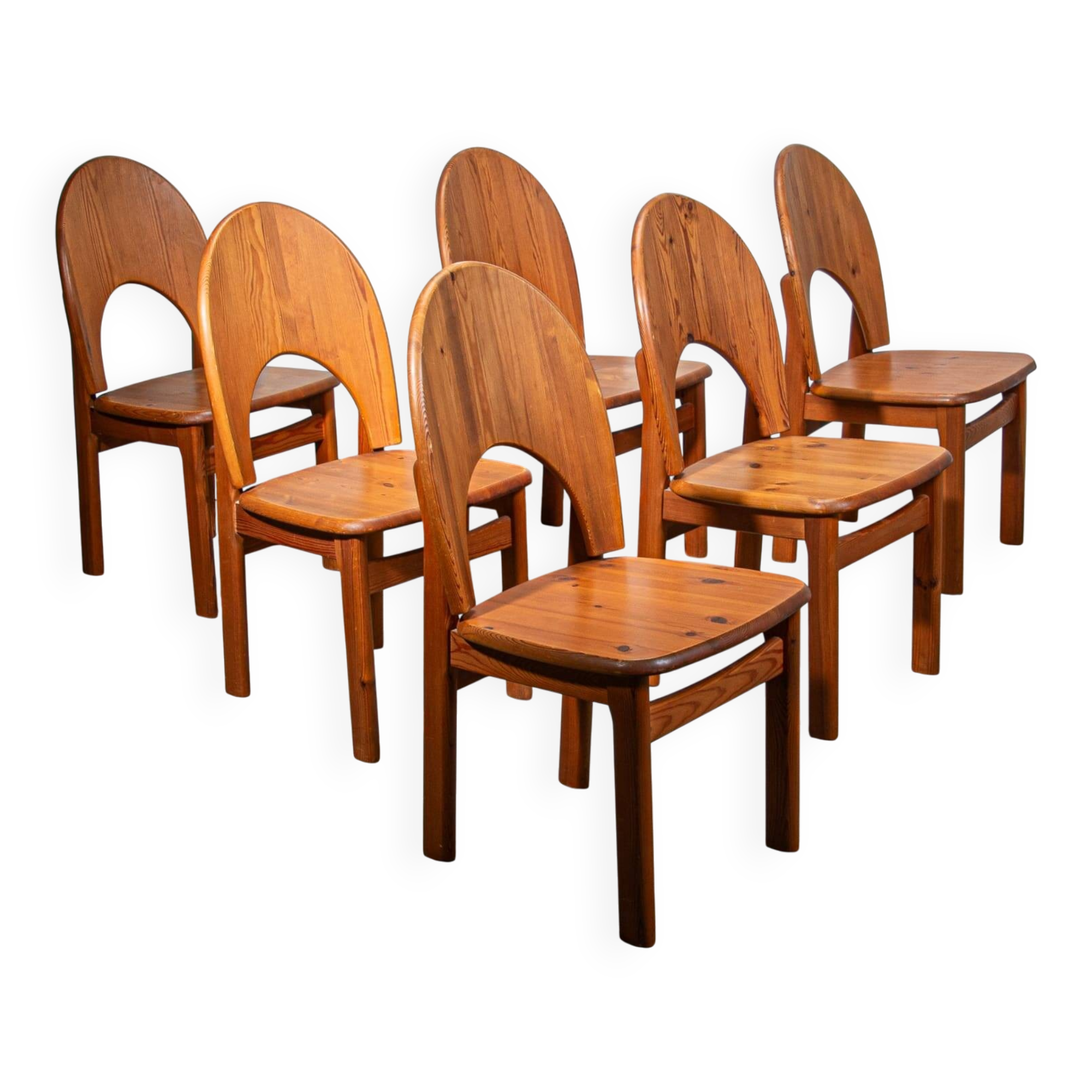 Ensemble de 6 chaises de salle à manger en pin par Ranier Daumiller