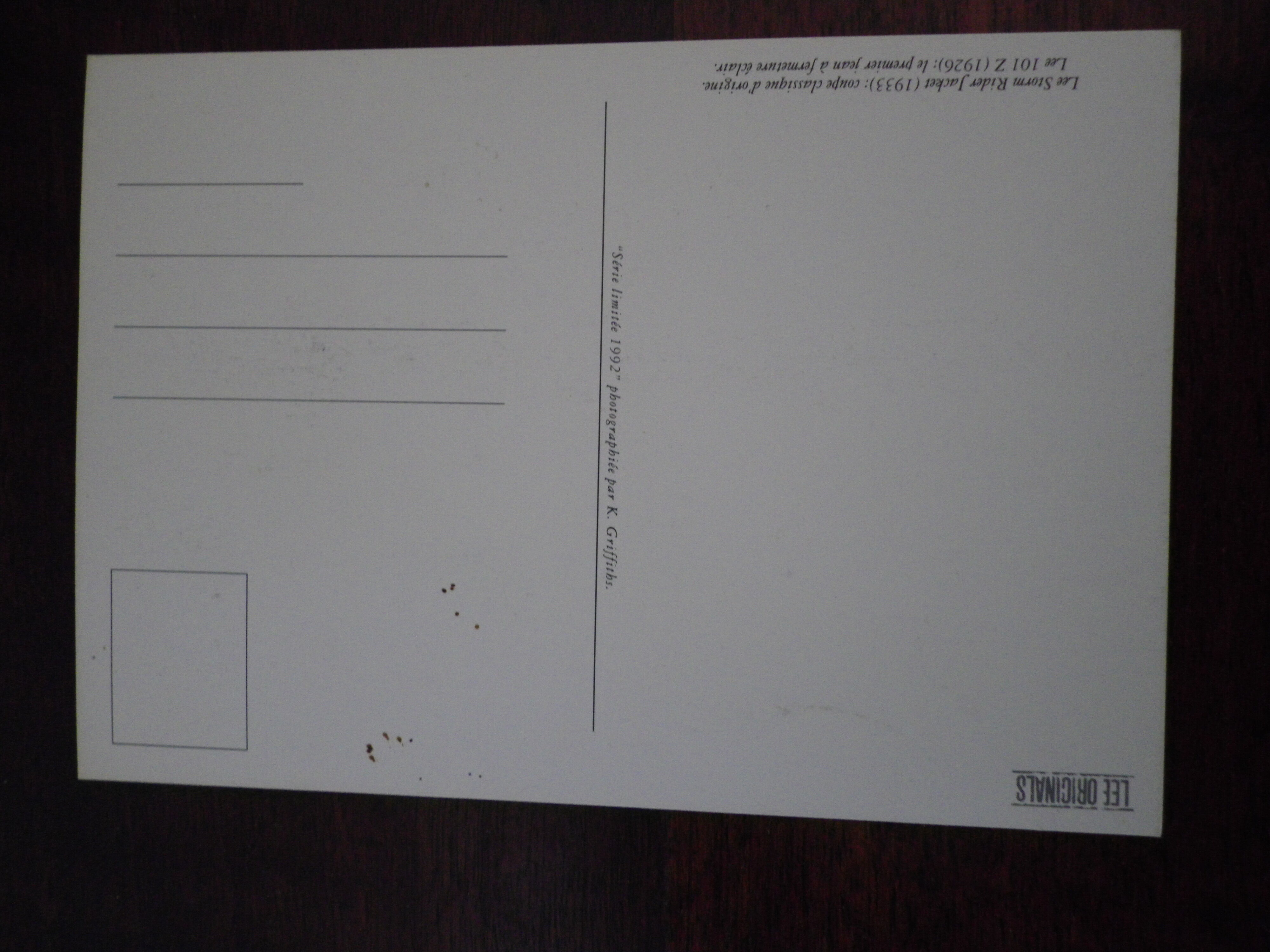 4 photographs/postcards, limited edition of 1992, in black and white