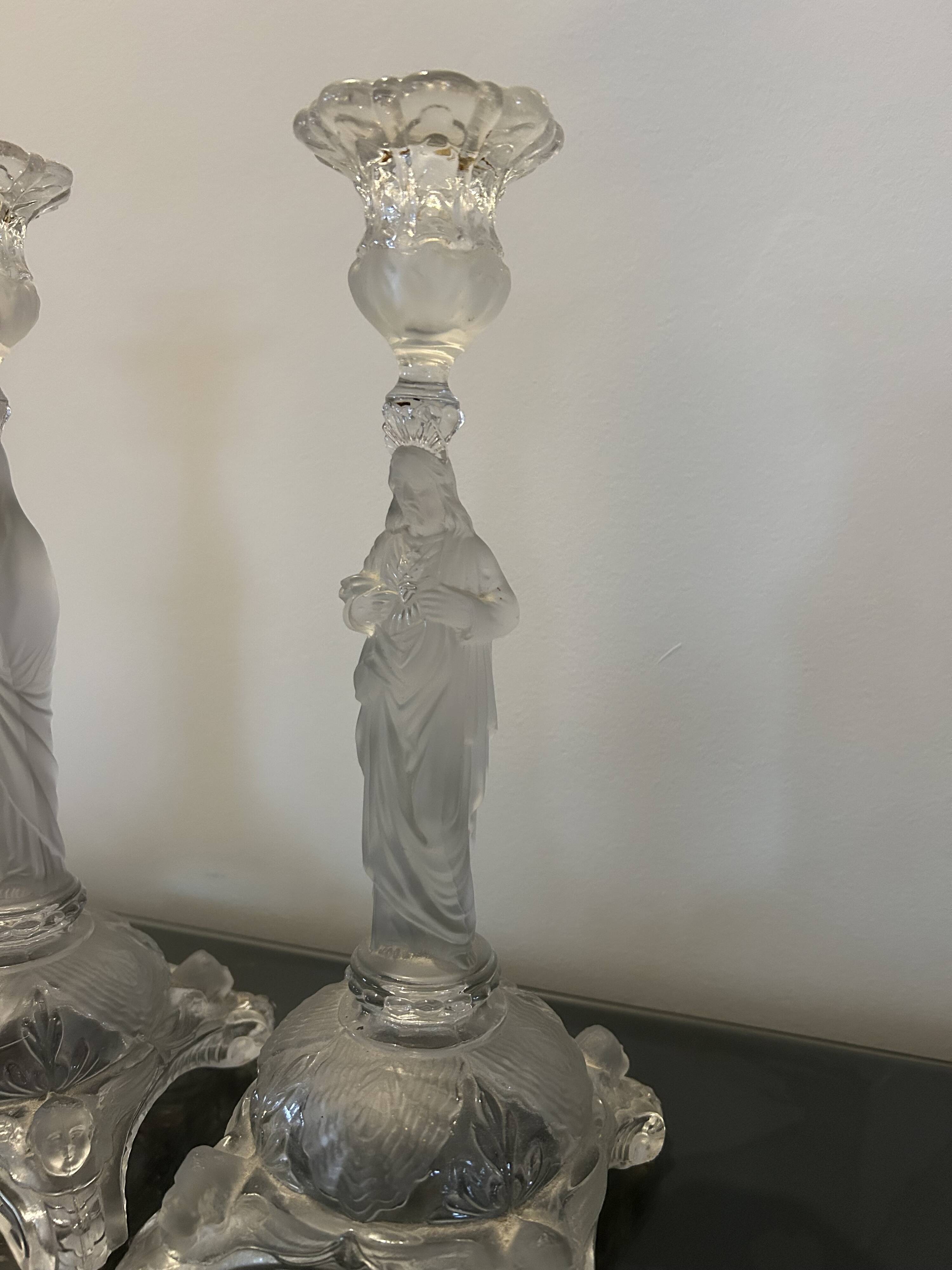 3 clear glass candle holders