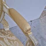 Louis XVI style cabriolet armchair with decorated medallion