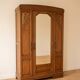 Antique 3-door Art Deco wardrobe in wood with mirror