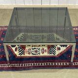 Chrome coffee table with a glass top from the 1980s.