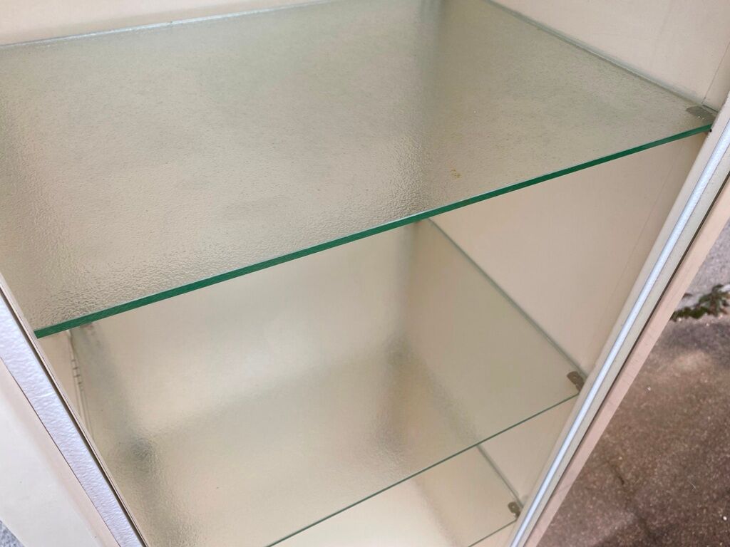 Medical cabinet showcase metal and vintage industrial glass 1950