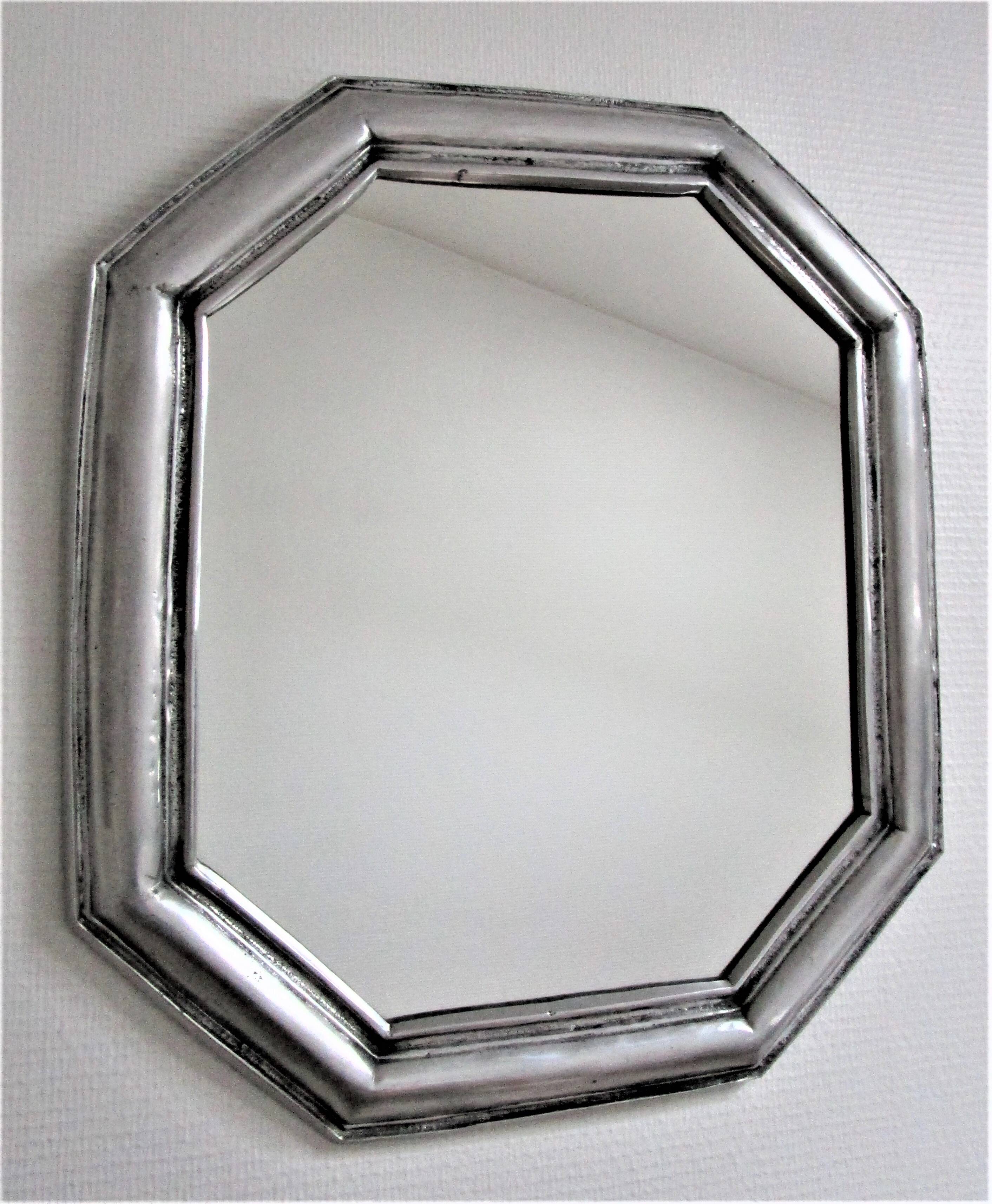 Octagonal metal mirror 70s design 48cmx55cm