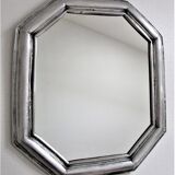 Octagonal metal mirror 70s design 48cmx55cm
