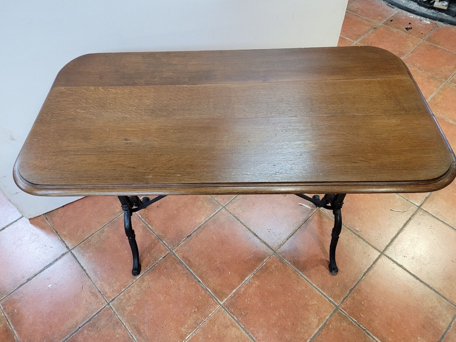 Antique bistro table with oak top