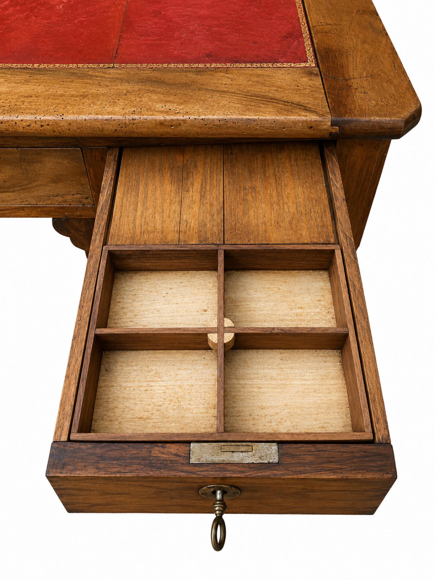 Large library desk with display cabinet and secretary with drawers, 19th century French.