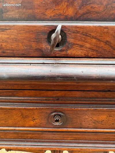 Secretary cylinder Mahogany white marble (Louis XVI style)