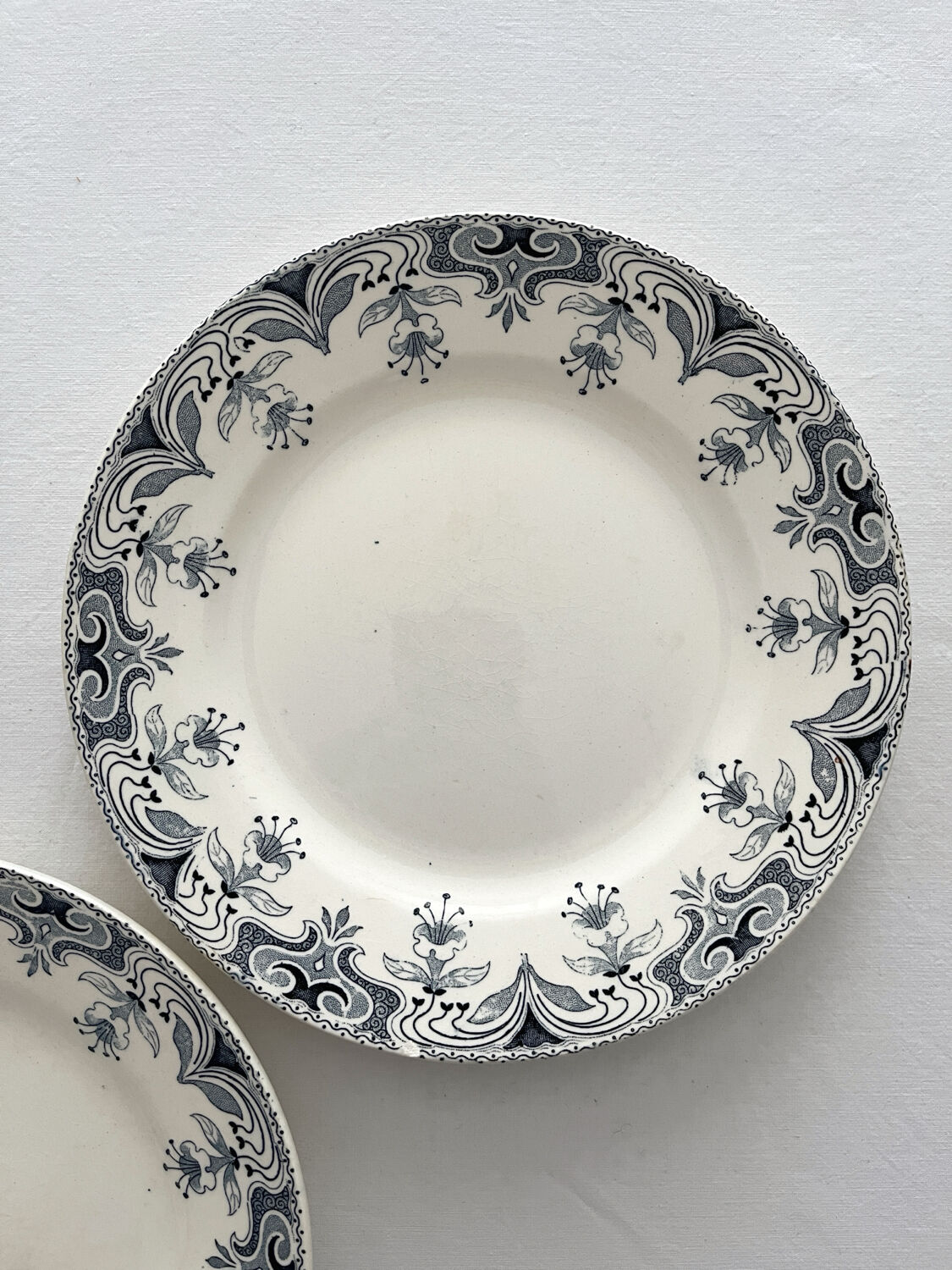 2 dessert plates ironstone Bourgeois Grand Dépôt Art Nouveau