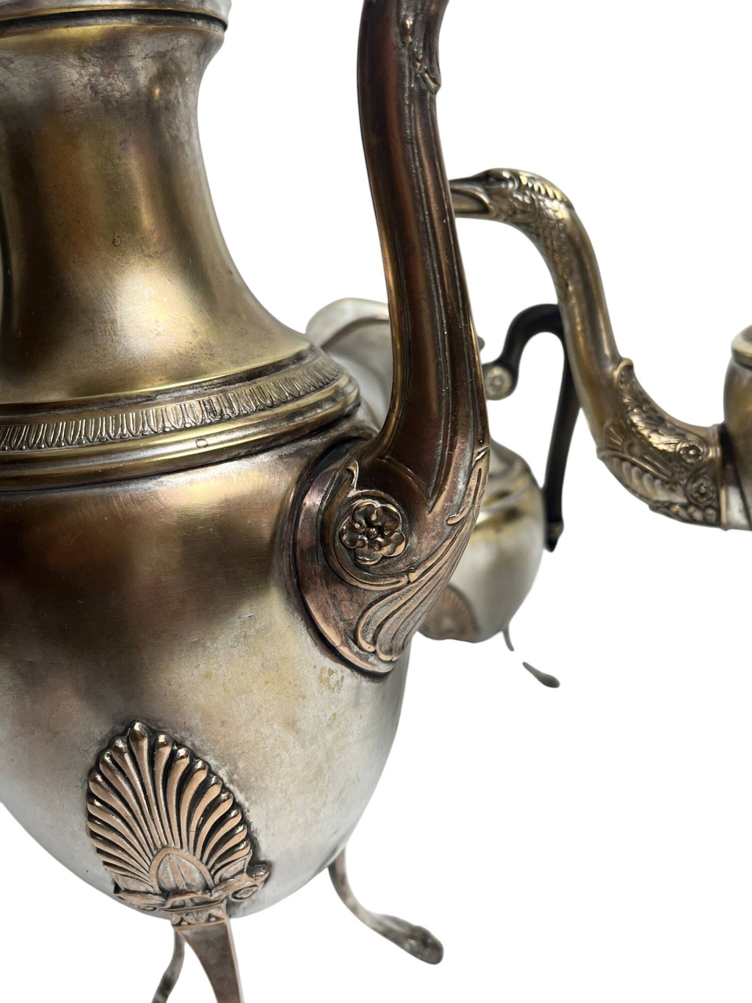 Set of three silver-plated tripod jugs, Empire, late 19th century