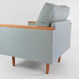 Blue houndstooth square armchairs