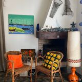 Pair of vintage rattan armchairs 1960