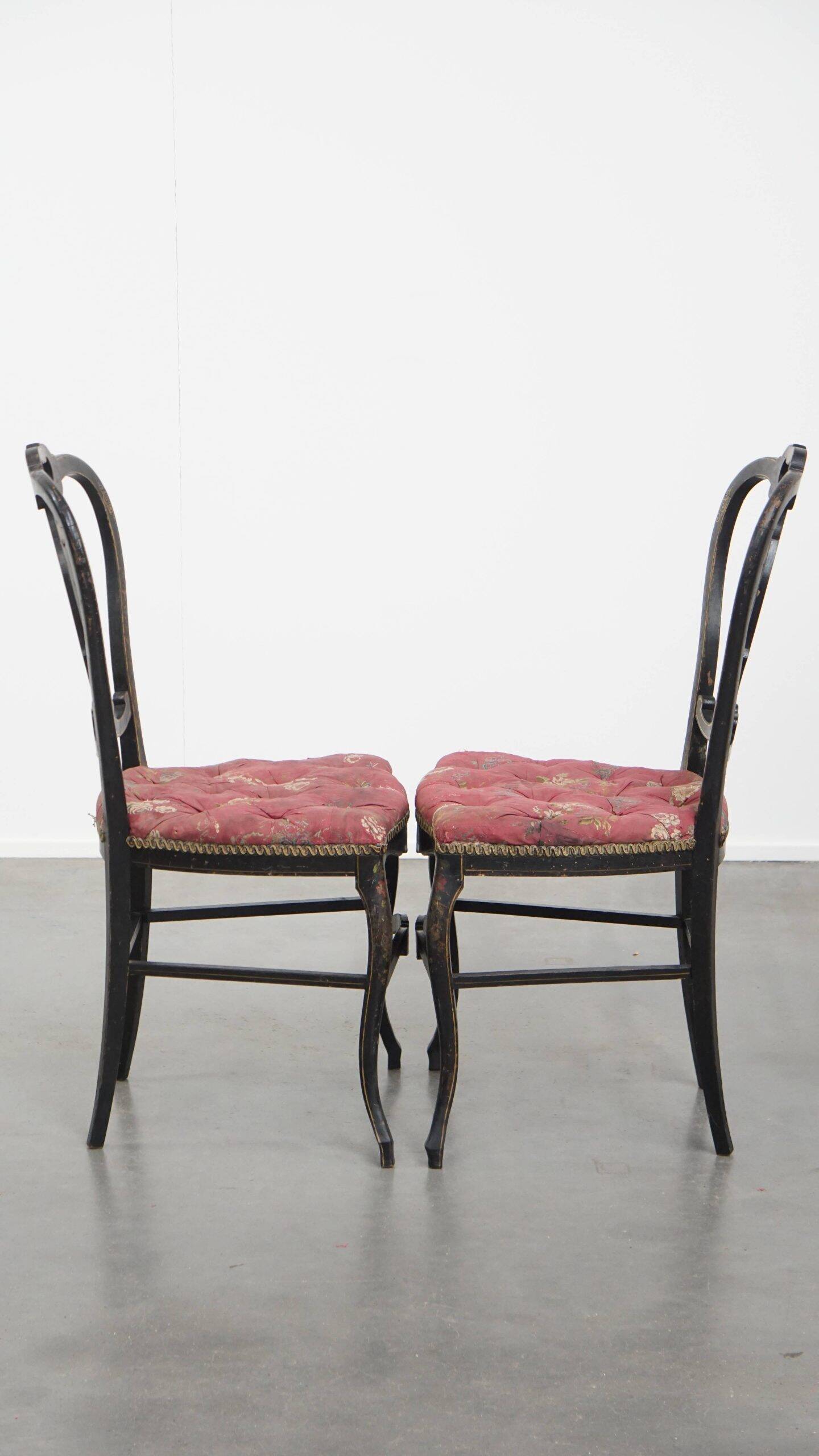 Set of 2 antique French Napoleon III chairs inlaid with mother-of-pearl