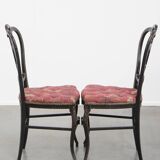 Set of 2 antique French Napoleon III chairs inlaid with mother-of-pearl
