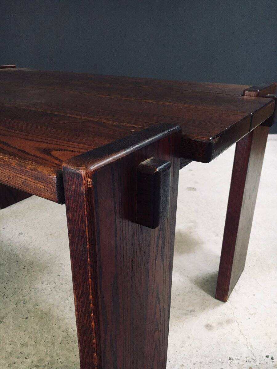 Constructivist Oak Dining Table, Belgium, 1960s