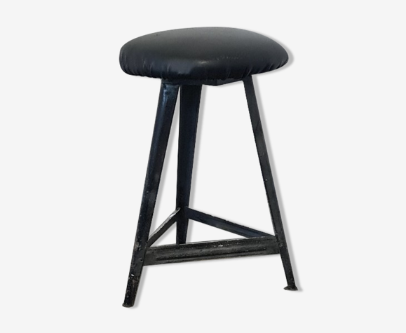 Tabouret industriel en métal vintage