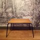 Old 1950s suitcase bench with wooden slats