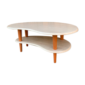 Table basse travertin boomerang