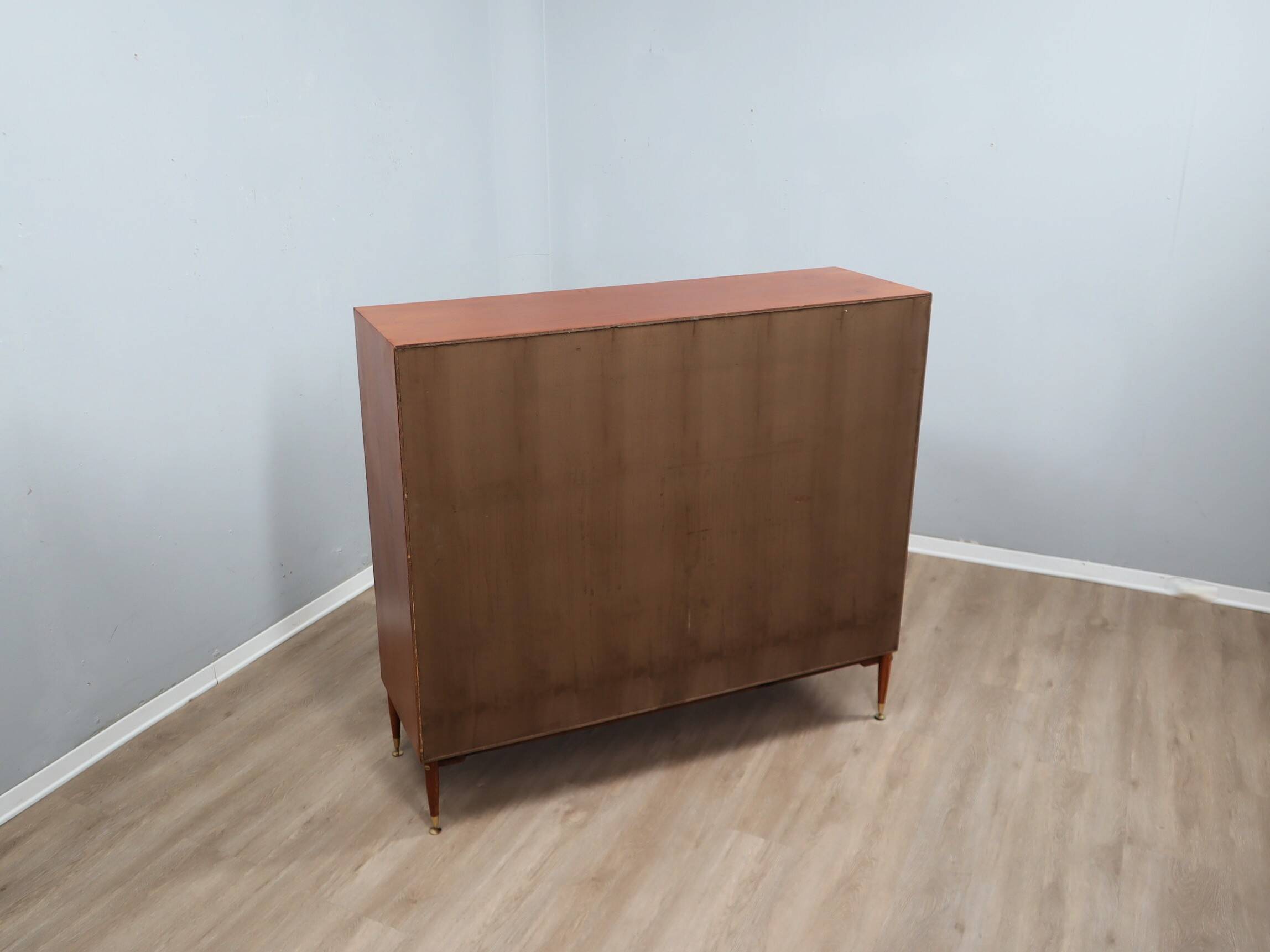1960s Italian mid-century teak highboard restored with brass feet
