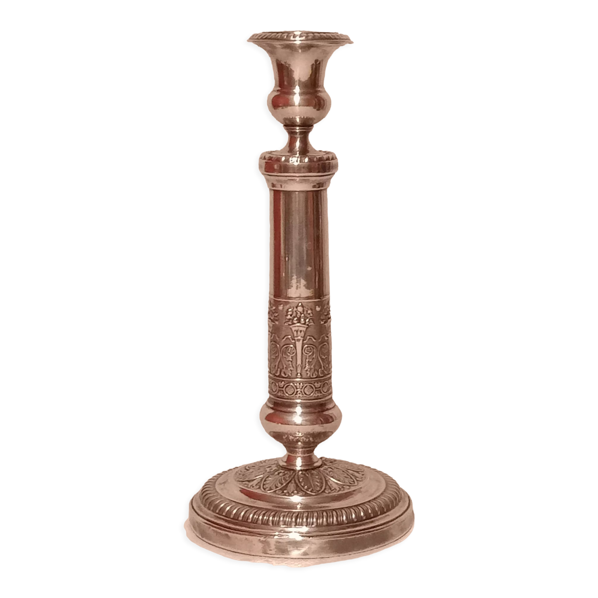 Directoire style candle holder in silver metal