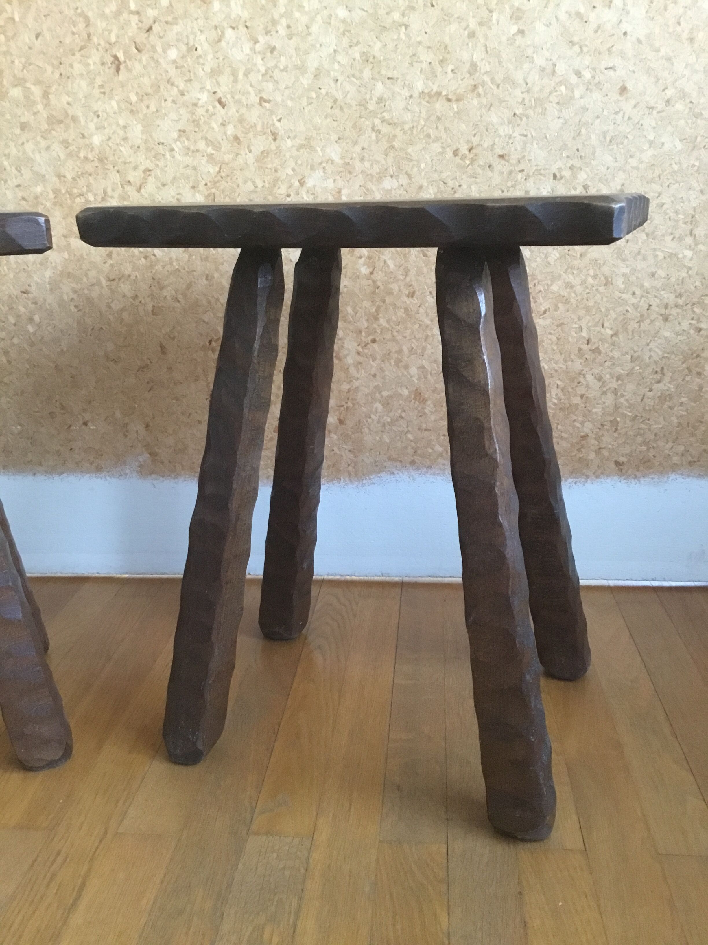 Pair of vintage brutalist stools