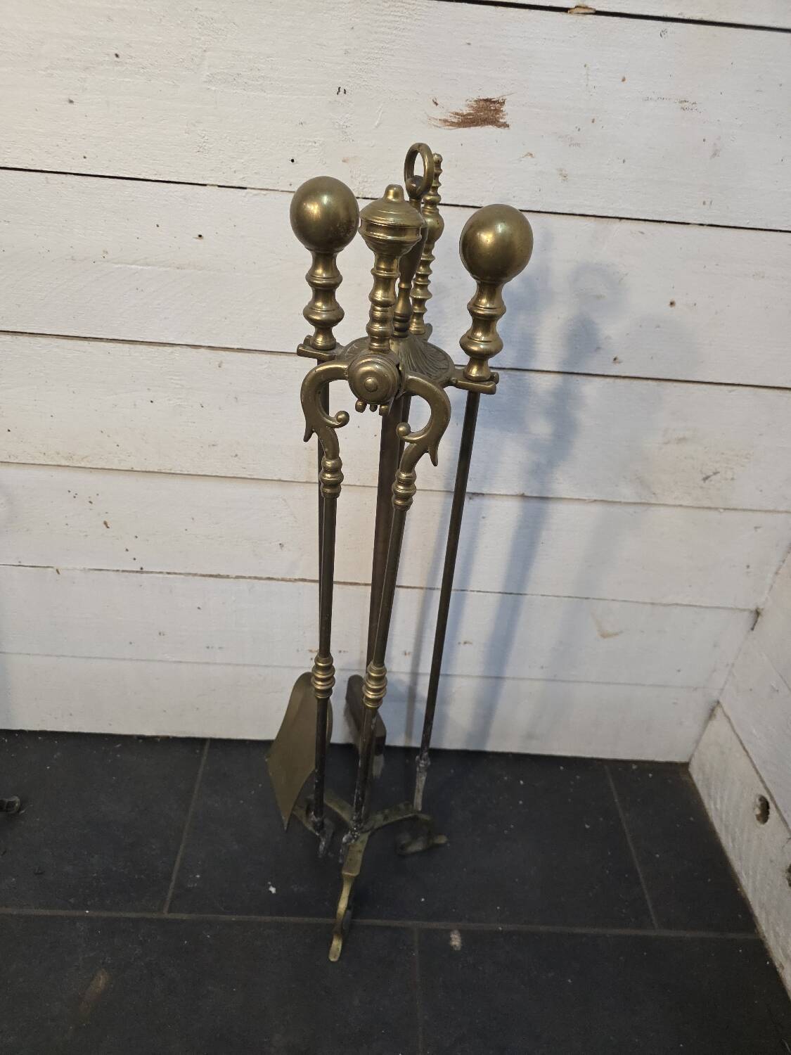Solid brass fireplace set