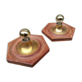Pair of wall in wood and gold metal of the 50s/60s