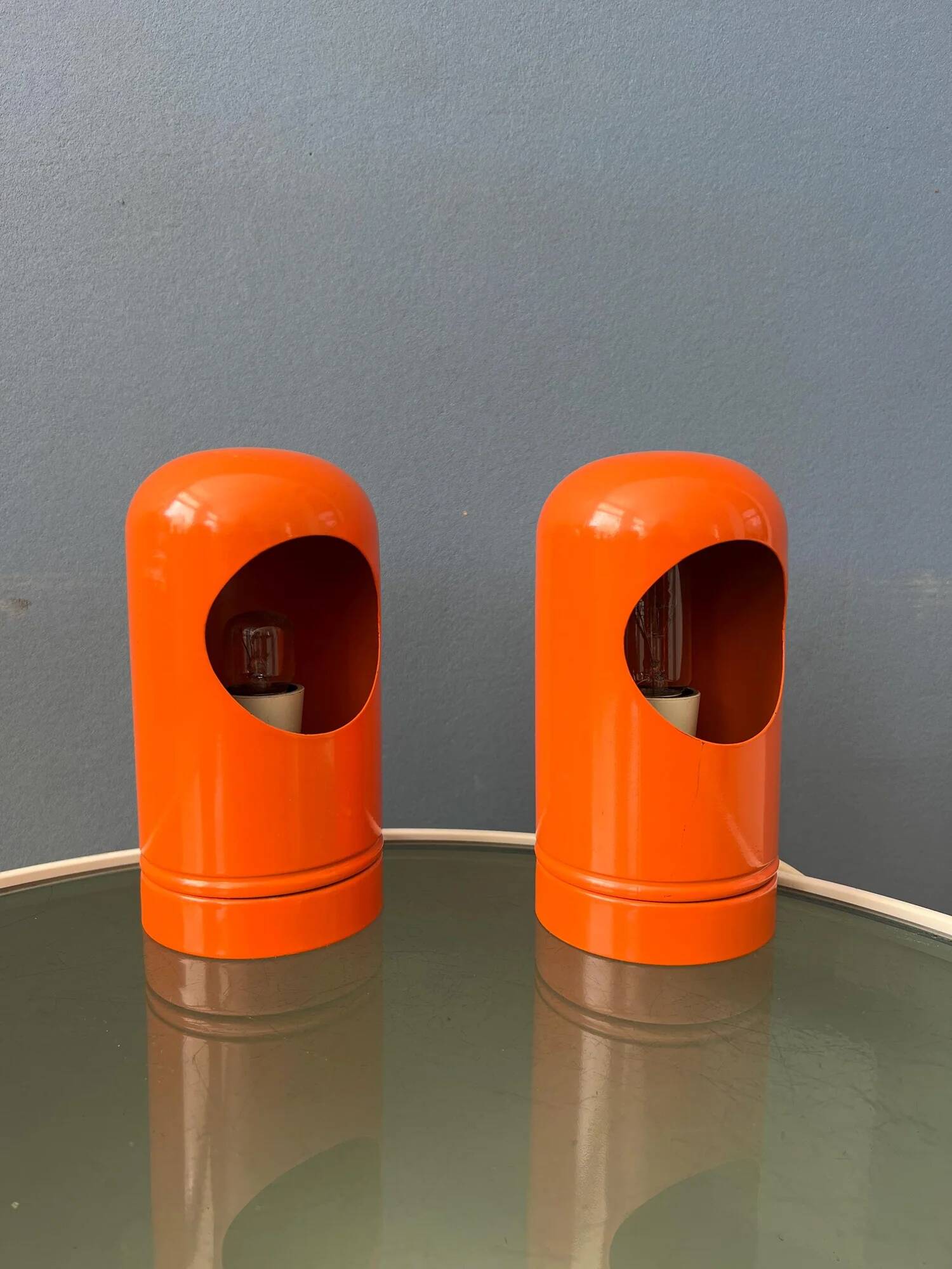 Set (2) of vintage orange table lamps