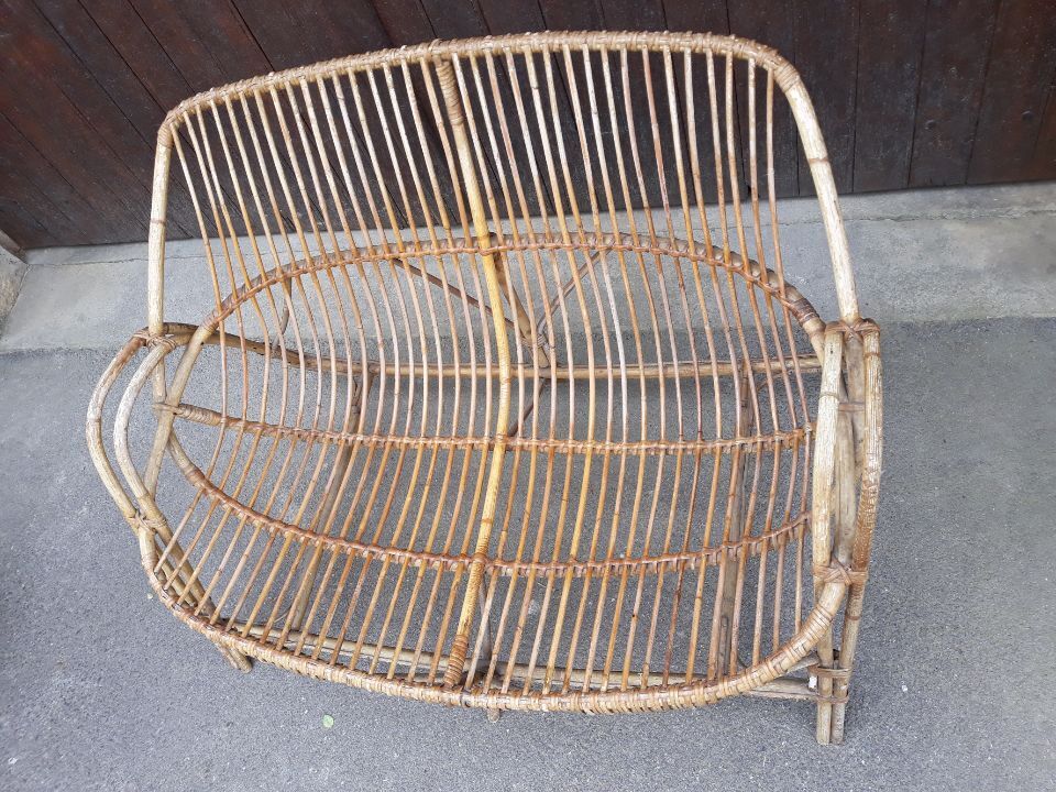 Old rattan bench