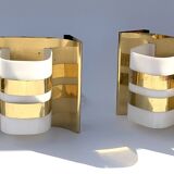 Pair of Hans-Agne Jakobsson V334/1 wall lamps in brass and opaline plastic