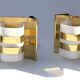 Pair of Hans-Agne Jakobsson V334/1 wall lamps in brass and opaline plastic