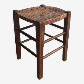 Rattan stool and wood