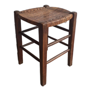 Tabouret rotin et bois