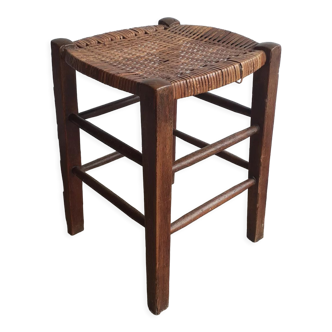 Rattan stool and wood