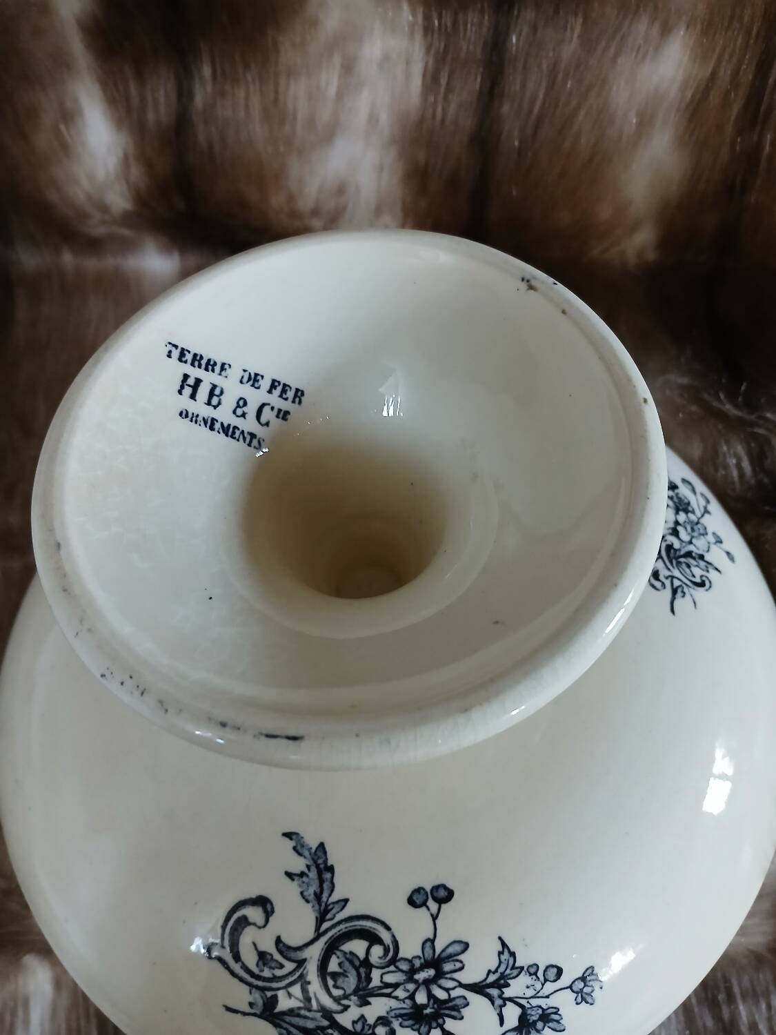 Antique compote dish HB&CIE in ironstone