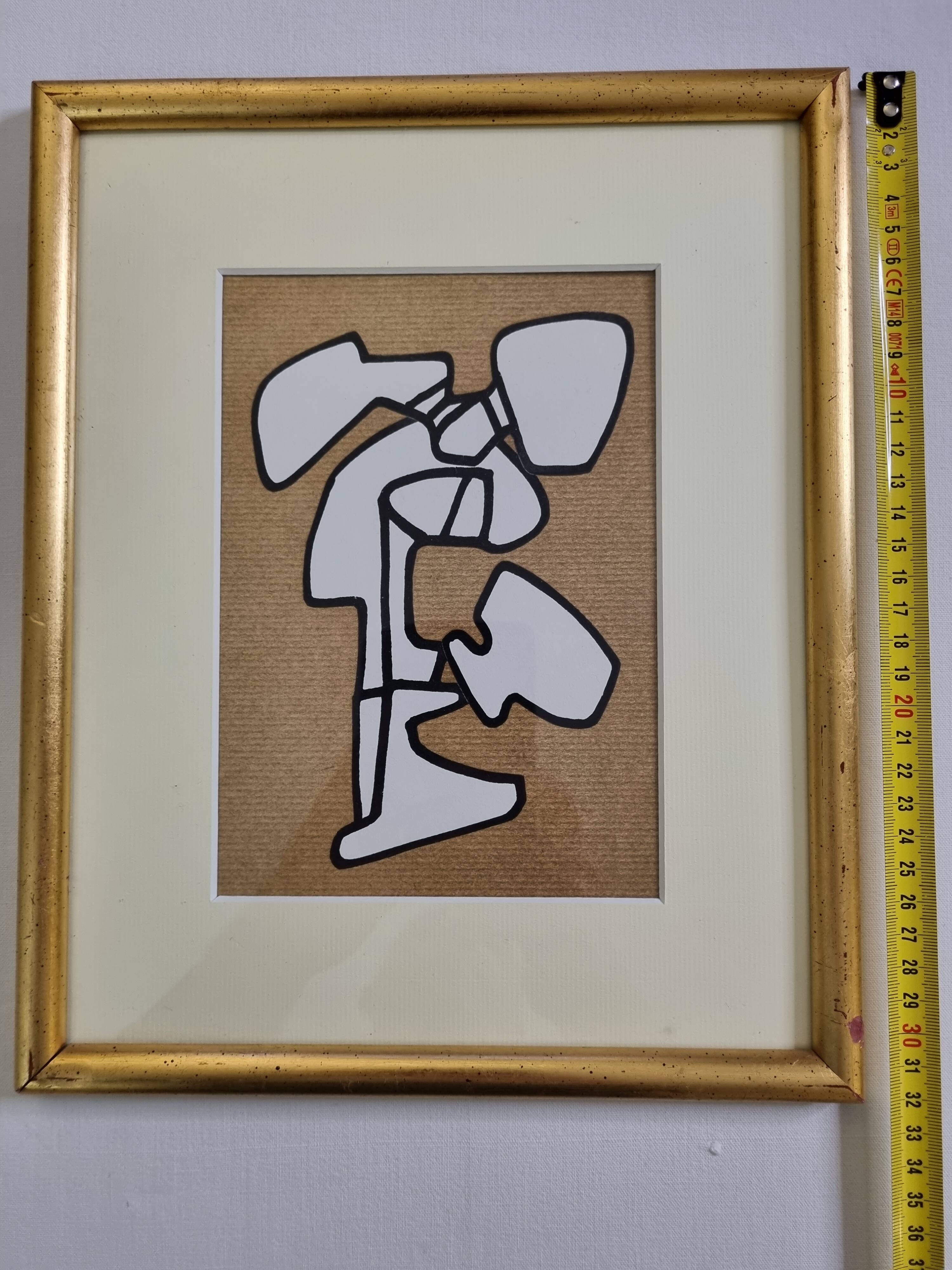 Screenprint after Jean Dubuffet framed under glass 26 cm by 32 cm