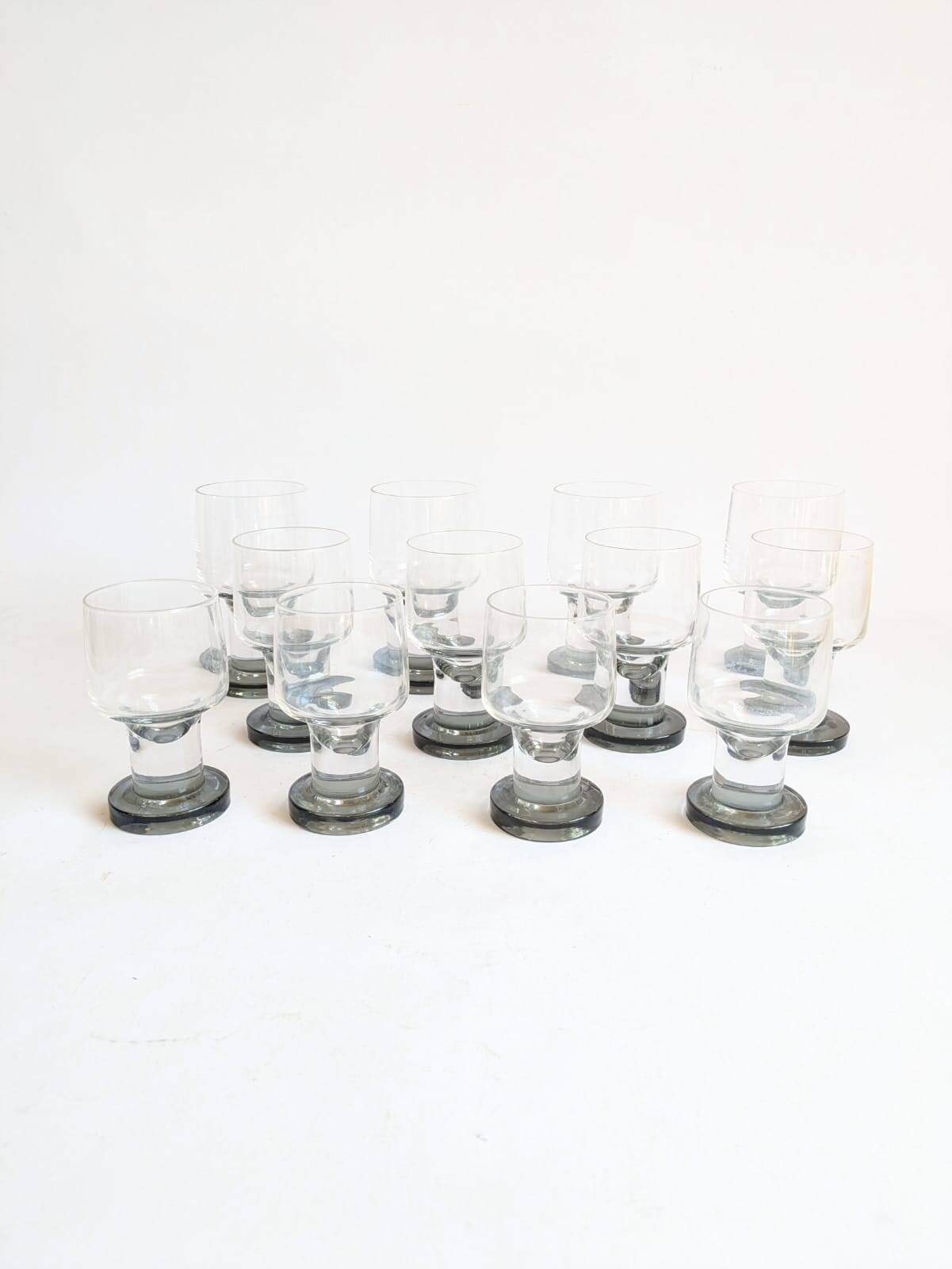 Space age Crystal drinking glasses in three sizes by Bayel, France 1970s