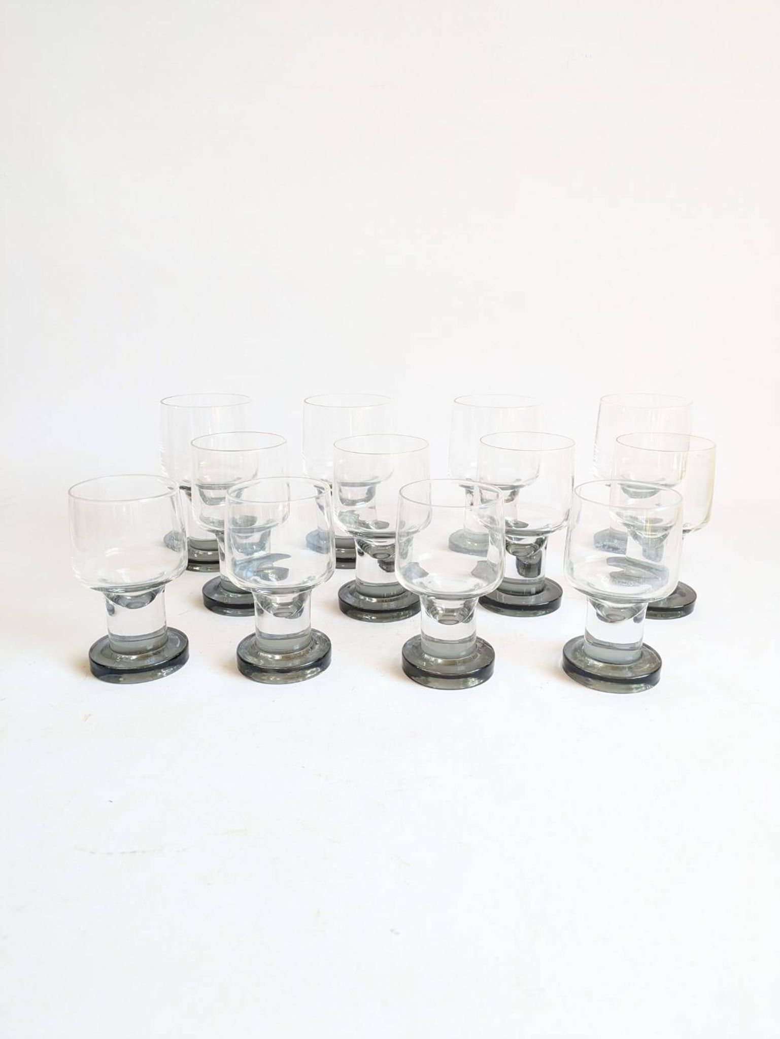 Space age Crystal drinking glasses in three sizes by Bayel, France 1970s