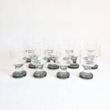 Space age Crystal drinking glasses in three sizes by Bayel, France 1970s