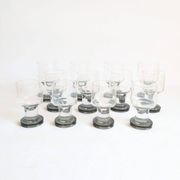 Space age Crystal drinking glasses in three sizes by Bayel, France 1970s
