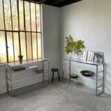 Pair of chrome and glass shelves from the 70s