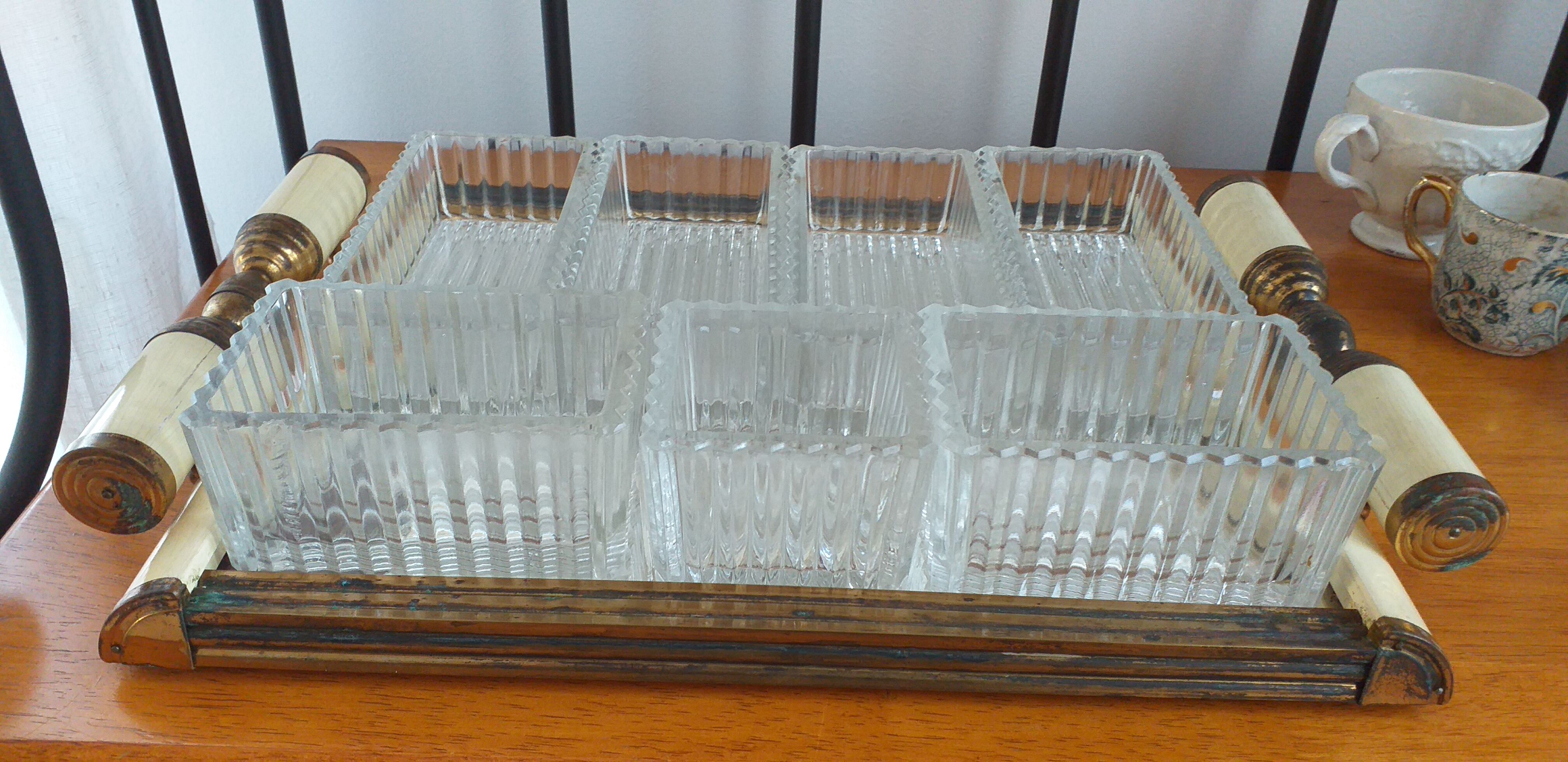 Mirror top with its 7 art deco glass cups
