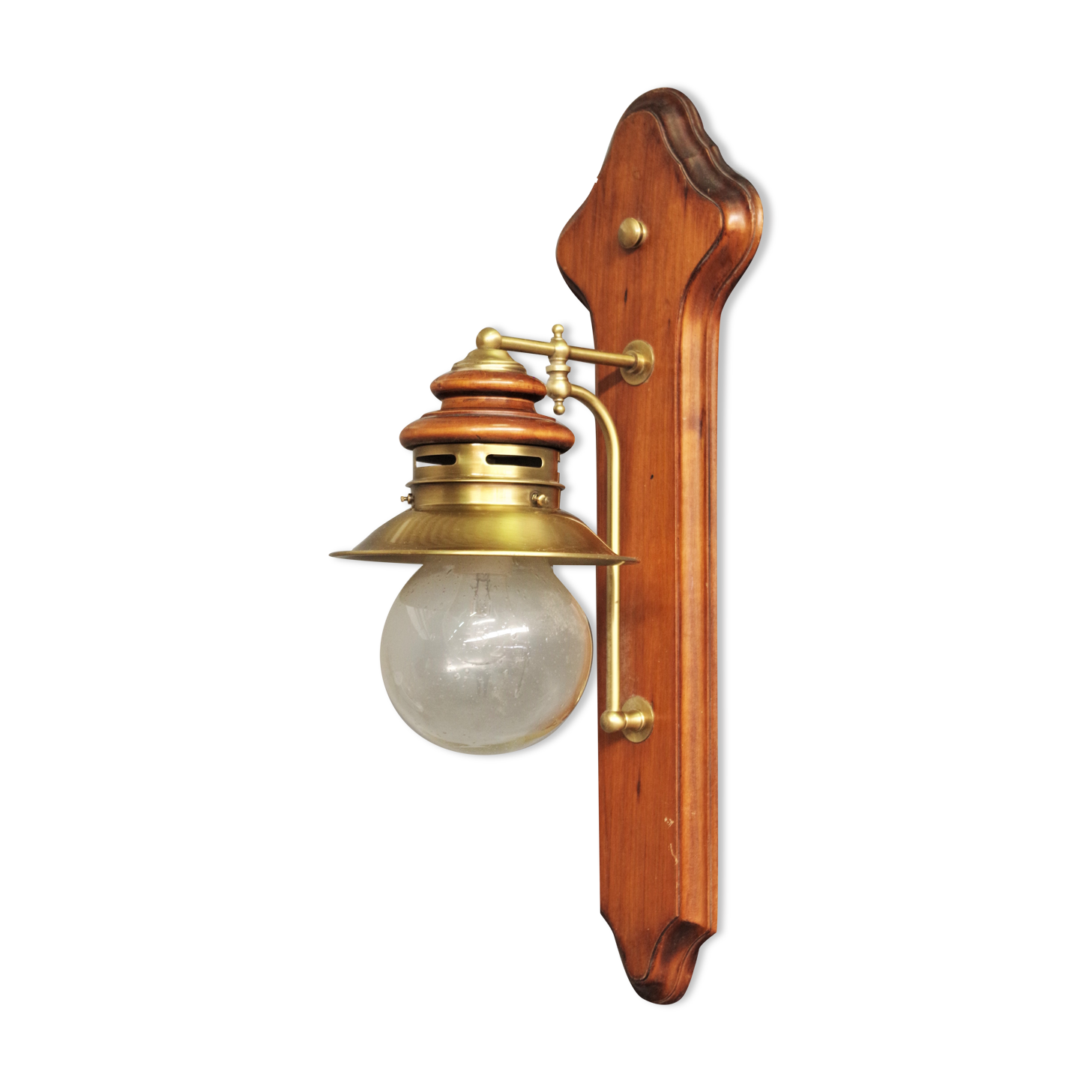 Vintage wall lamp in Murano glass, wood and brass, 1970