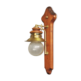 Vintage wall lamp in Murano glass, wood and brass, 1970